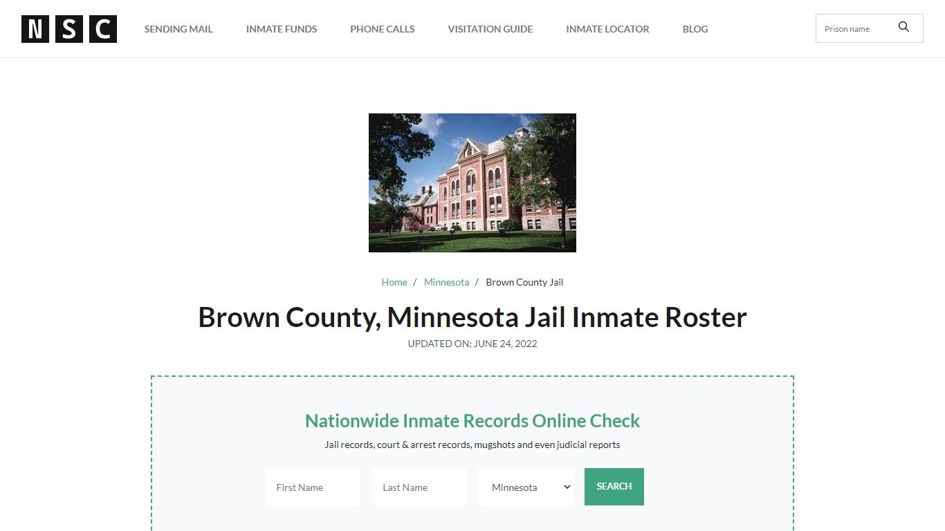 Brown County, Minnesota Jail Inmate Roster
